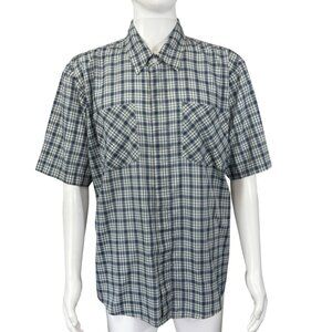 Norman Rockwell By Haband Mens XL Plaid Button-Up Western Short Sleeve Shirt